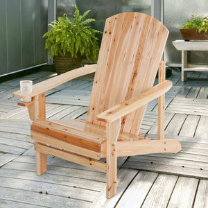 Adirondack-Gartenstuhl mit Becherhalter Gartenliege Balkonstuhl Massivholz Natur