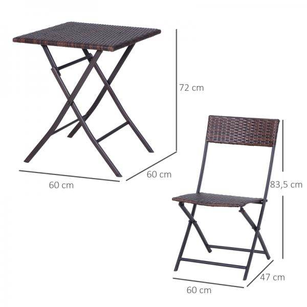 Bistroset Polyrattan 3 tlg. Sitzgarnitur Balkonset