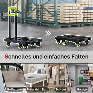 Sackkarre klappbar mit Rädern und verstellbarem Griff Metall grün
