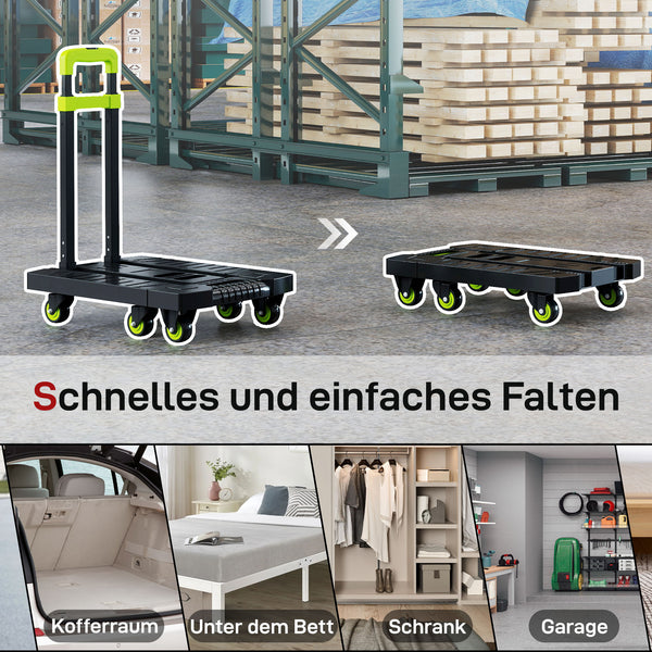 Sackkarre klappbar mit Rädern und verstellbarem Griff Metall grün