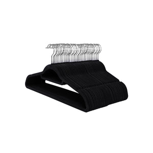Samt-Kleiderbügel 50er-Set Schwarz