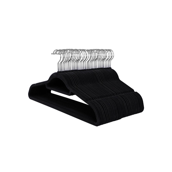 Samt-Kleiderbügel 50er-Set Schwarz