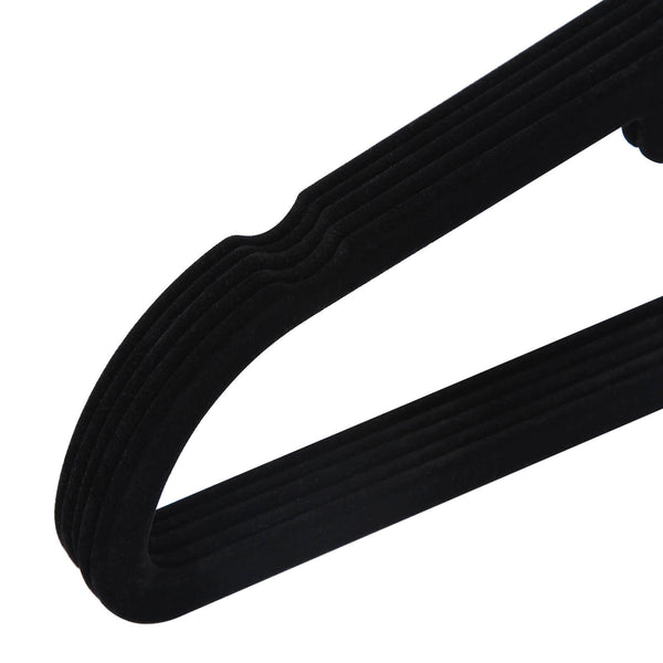 Samt-Kleiderbügel 50er-Set Schwarz