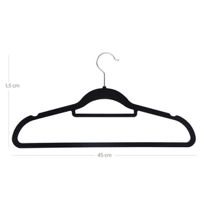 Samt-Kleiderbügel 50er-Set Schwarz