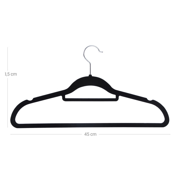 Samt-Kleiderbügel 50er-Set Schwarz