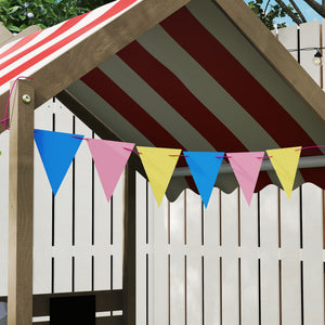 Sandkasten mit Dach und Spielzeug wetterfest aus Holz grau