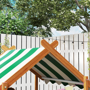 Sandkasten mit Dach und Spielzeug für Kinder aus Holz grün