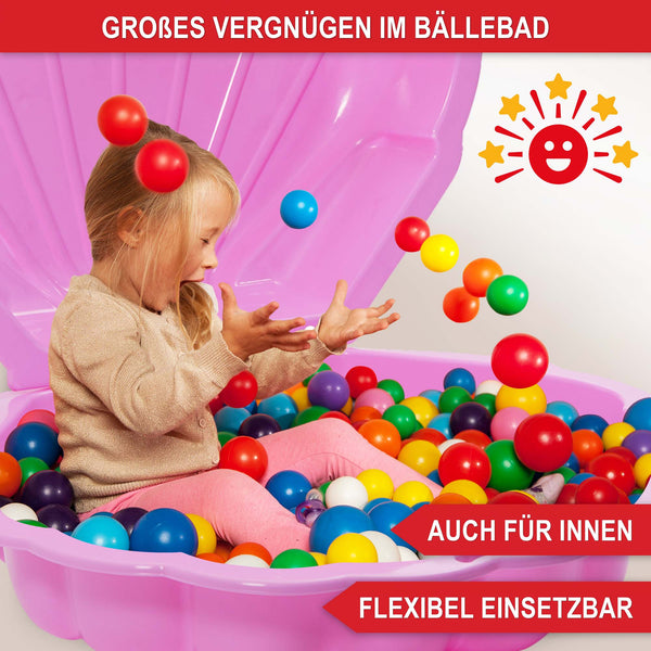 Sandkasten Muschel 103x40x88cm praktisch verschliessbar Rosa
