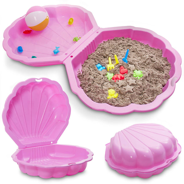 Sandkasten Muschel 103x40x88cm praktisch verschliessbar Rosa