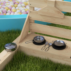 Sandkasten mit Sonnendach und Piratenschiff-Design für Kinder aus Holz