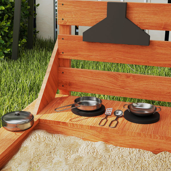 Sandkasten Piratenschiff mit Sonnendach und Spielküche aus Holz