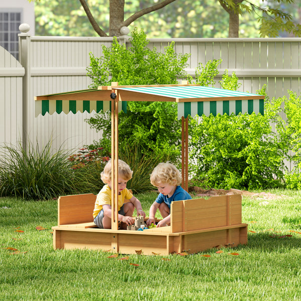Sandkasten mit Abdeckung und Sitzbank für Kinder aus Holz