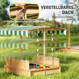 Sandkasten mit Abdeckung und Sitzbank für Kinder aus Holz