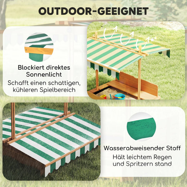 Sandkasten mit Abdeckung und Sitzbank für Kinder aus Holz