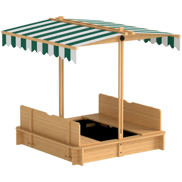 Sandkasten mit Abdeckung und Sitzbank für Kinder aus Holz
