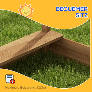 Sandkasten mit Sonnenschutz und Spielzeug für Kinder aus Holz