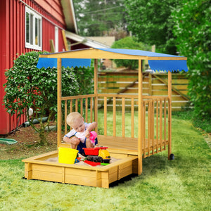 Sandkasten mit Dach und Spielhaus für Kinder Outdoor