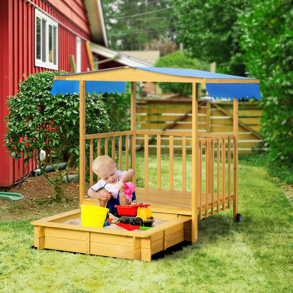 Sandkasten mit Dach und Spielhaus für Kinder Outdoor