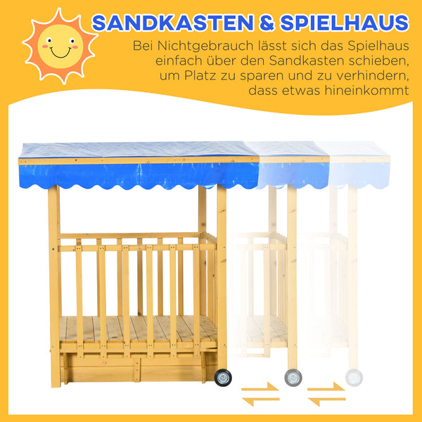 Sandkasten mit Dach und Spielhaus für Kinder Outdoor