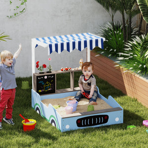 Sandkasten mit Vordach und Sitzbank für Kinder aus Holz