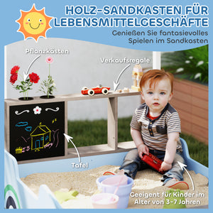 Sandkasten mit Vordach und Sitzbank für Kinder aus Holz