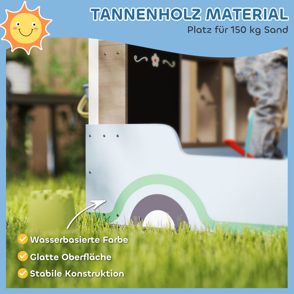 Sandkasten mit Vordach und Sitzbank für Kinder aus Holz