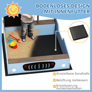 Sandkasten mit Vordach und Sitzbank für Kinder aus Holz