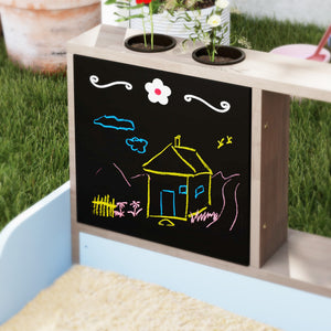 Sandkasten mit Vordach und Sitzbank für Kinder aus Holz