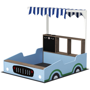 Sandkasten mit Vordach und Sitzbank für Kinder aus Holz