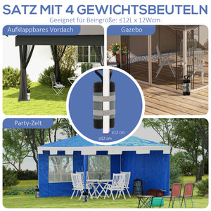 Sandsäcke für Pavillon 4er-Set robust Grau/Schwarz