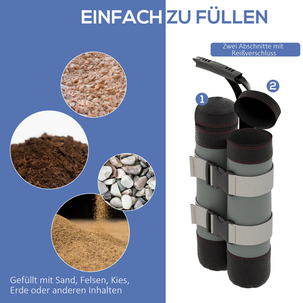 Sandsäcke für Pavillon 4er-Set robust Grau/Schwarz