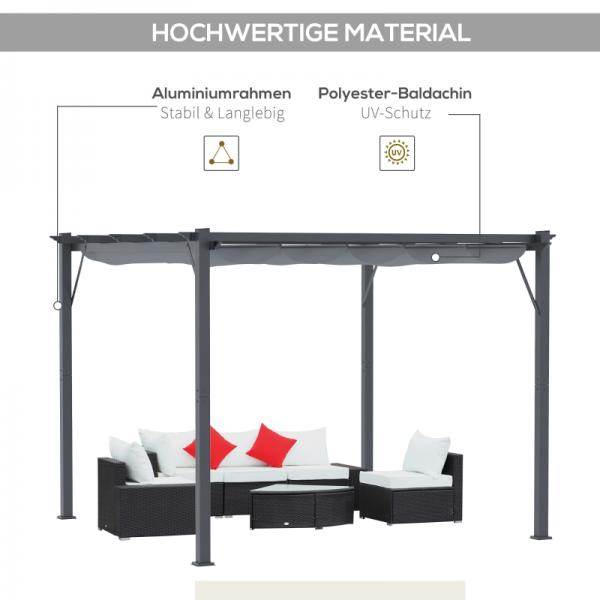 Pavillon Pergola mit Schiebedach Alu Grau 3 x 3 m