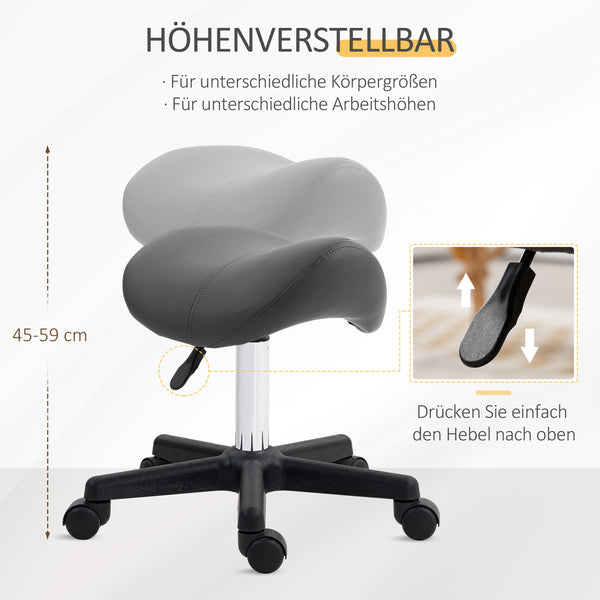 Sattelhocker Rollhocker Sattelsitz höhenverstellbar drehbar Kunstleder grau