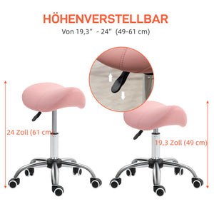 Sattelhocker Rollhocker höhenverstellbar drehbar für Büro Salon Spa rosa