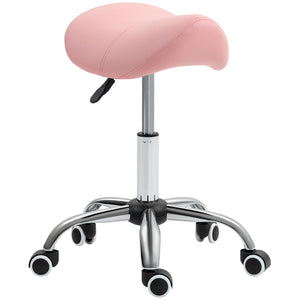 Sattelhocker Rollhocker höhenverstellbar drehbar für Büro Salon Spa rosa