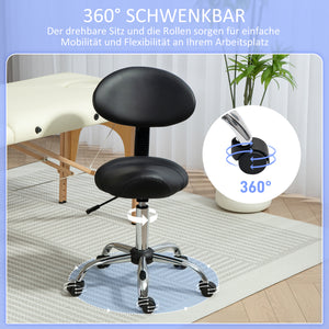 Sattelhocker Rollhocker höhenverstellbar drehbar mit Rückenlehne für Büro Salon