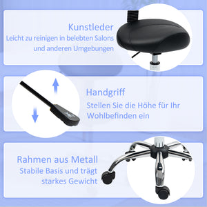 Sattelhocker Rollhocker höhenverstellbar drehbar mit Rückenlehne für Büro Salon