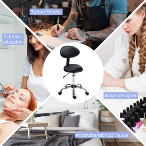 Sattelhocker Rollhocker höhenverstellbar drehbar mit Rückenlehne für Büro Salon