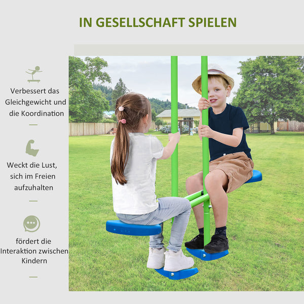 Schaukelgestell mit 2 Schaukeln und Wippe aus Metall grün