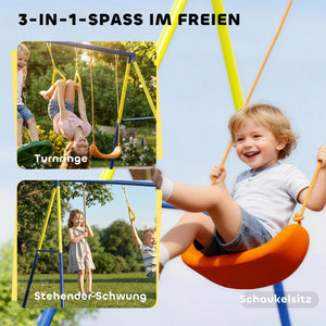 Schaukelgestell 3-in-1 für Kinder mit Turnringen und Stehschaukel bis 150kg