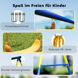 Schaukelgestell 3-in-1 für Kinder mit Turnringen und Stehschaukel bis 150kg