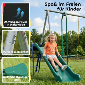 Schaukelgestell 5 in 1 mit Rutsche und Nestschaukel für Kinder