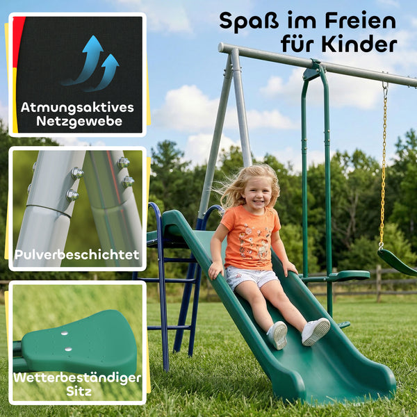 Schaukelgestell 5 in 1 mit Rutsche und Nestschaukel für Kinder