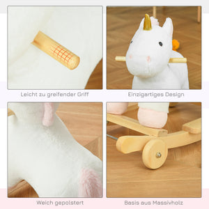 Schaukelpferd Kinderschaukel 2-in-1 mit Rädern Weiss