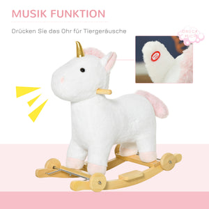 Schaukelpferd Kinderschaukel 2-in-1 mit Rädern Weiss