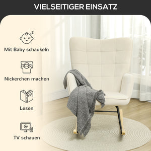 Schaukelsessel Schaukelstuhl in Samtoptik mit Armlehnen für Wohn- und Schlafzimmer beige