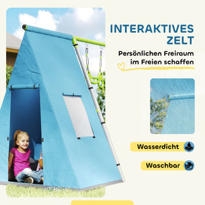 Schaukelset 3-in-1 mit Spielzelt und Turnringen für Kinder