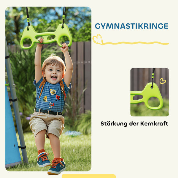 Schaukelset 3-in-1 mit Spielzelt und Turnringen für Kinder
