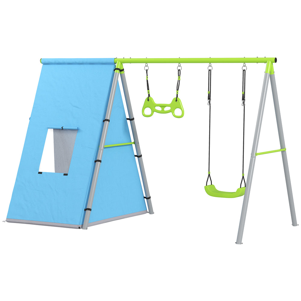Schaukelset 3-in-1 mit Spielzelt und Turnringen für Kinder
