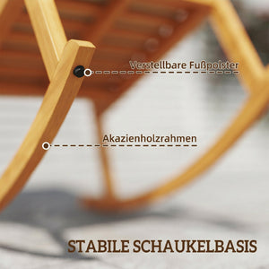 Schaukelstuhl mit Kissen und hoher Rückenlehne aus Akazienholz